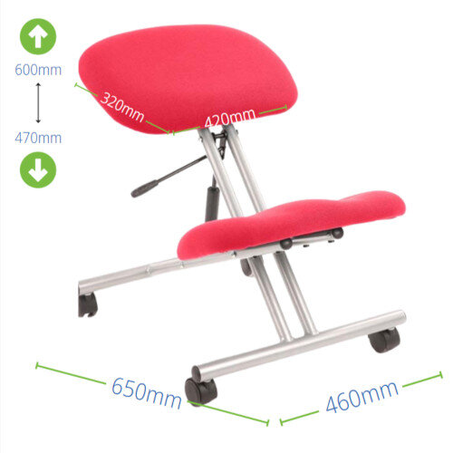 measurements - Ergonomic Posture Kneeling Chair Stool Silver Frame Cherry Red